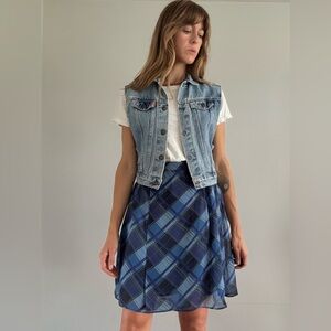 Blumarine blue tartan plaid wrap skirt